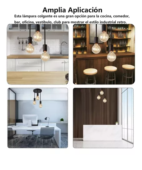 Foto 4 | Lámpara Colgante Recta De 3 Luces Moderna