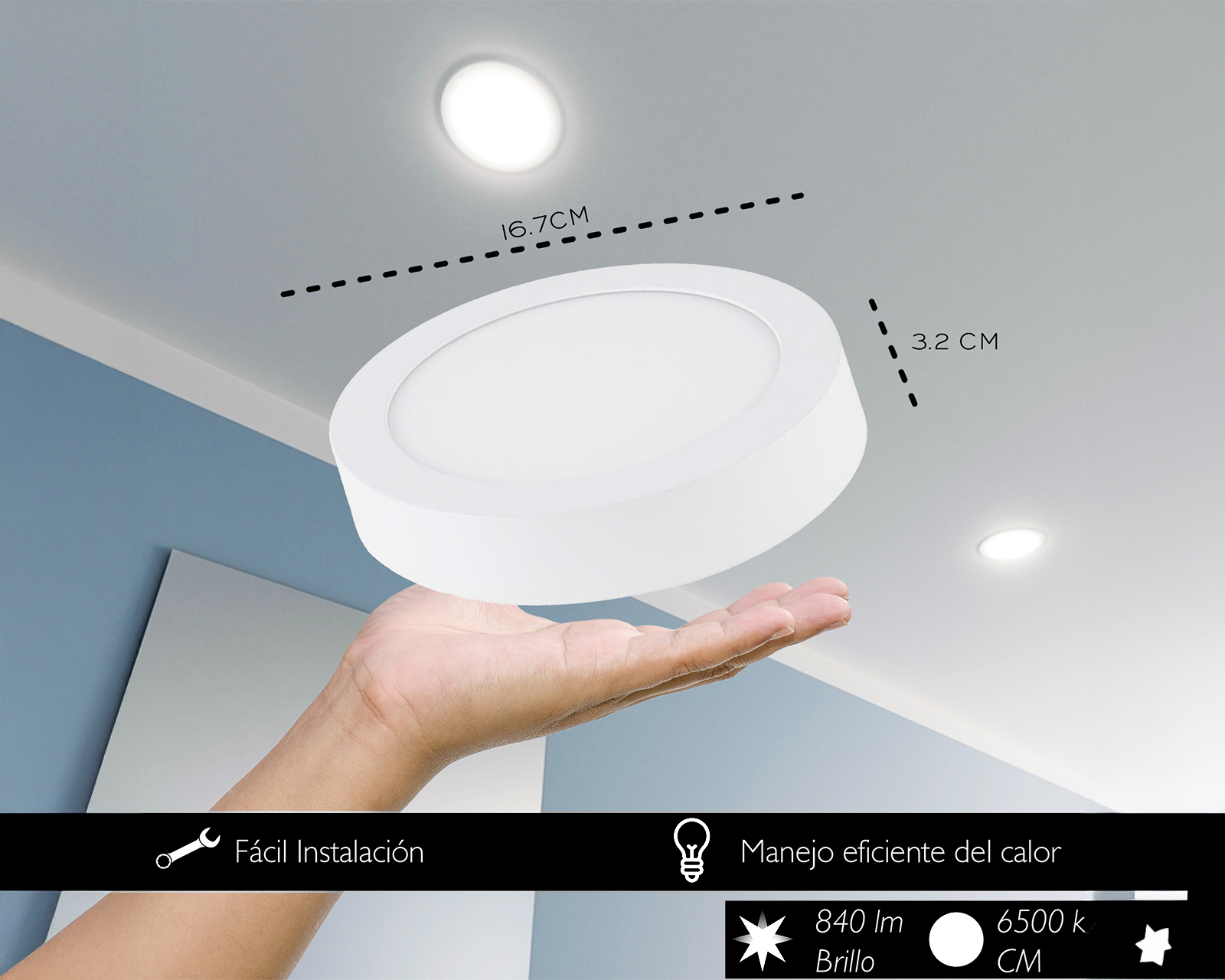 Foto 4 pulgar | Set 5 Lámparas  Led 18w Fija Redonda De Techo Basitex Blanco