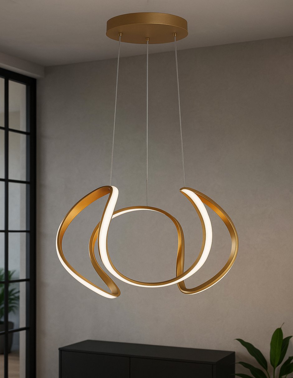 Foto 3 pulgar | Lámpara Colgante Decorativa Cityluz 42w Led Oro – Luz Ajustable 3000k A 6000k Con Control Remoto