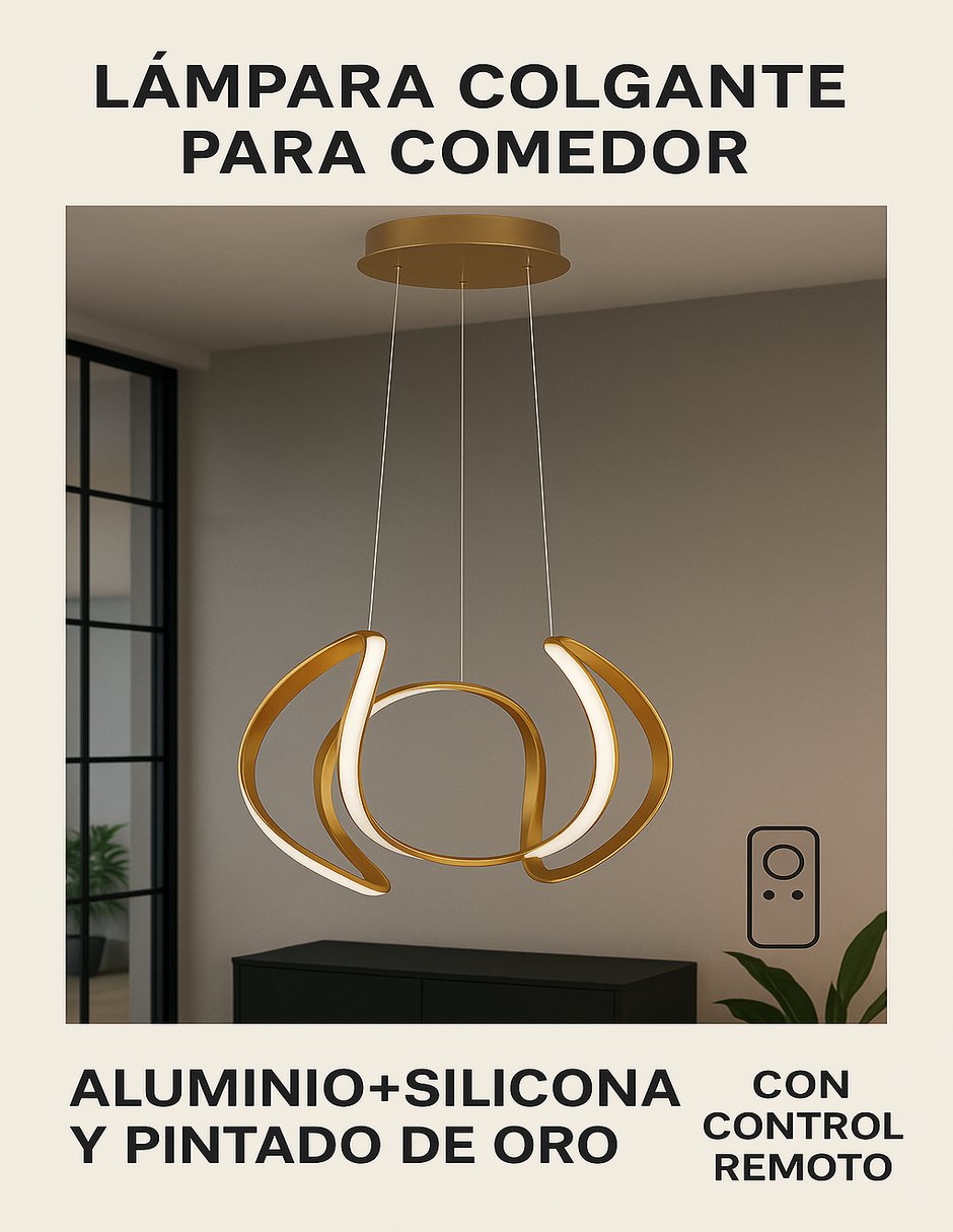 Foto 4 pulgar | Lámpara Colgante Decorativa Cityluz 42w Led Oro – Luz Ajustable 3000k A 6000k Con Control Remoto