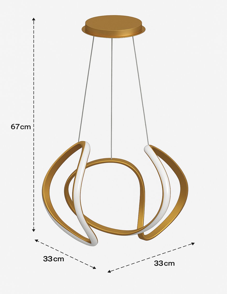 Foto 5 pulgar | Lámpara Colgante Decorativa Cityluz 42w Led Oro – Luz Ajustable 3000k A 6000k Con Control Remoto