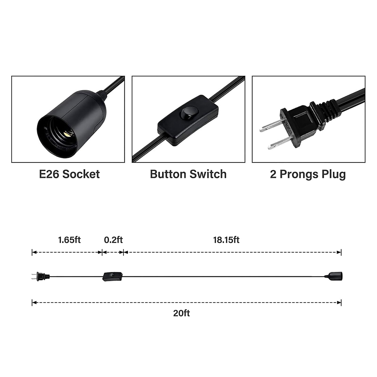 Foto 3 pulgar | Farol Colgante Simple Deluxe Con Cable De Extensión, 6 M, Negro, 1 Paquete - Venta Internacional.