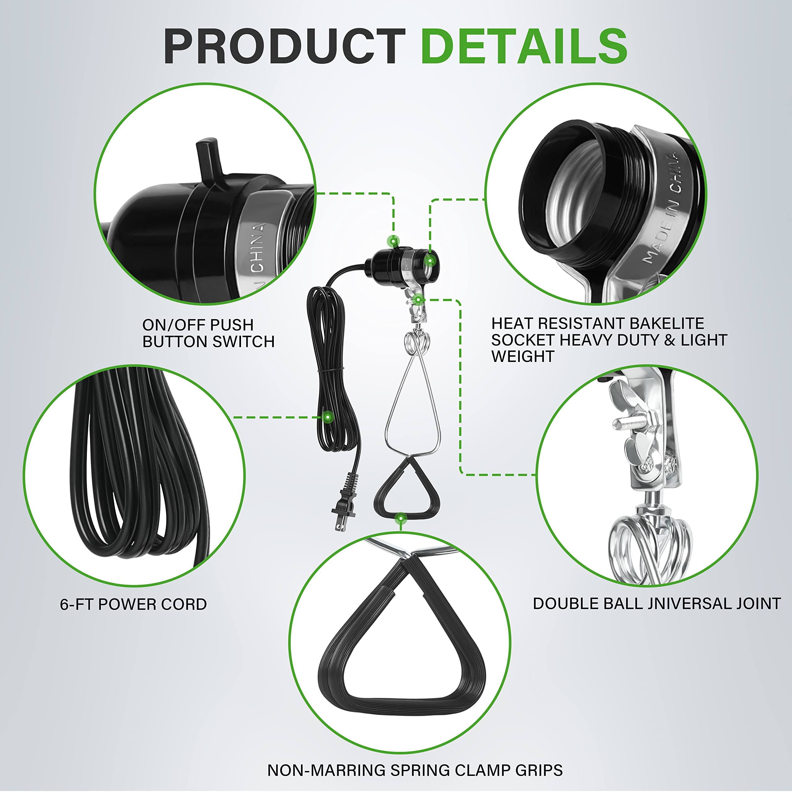 Foto 3 pulgar | Clamp Light Socket Simple Deluxe E26 De 150 W Con Cable De 1,8 M, Paquete De 6 - Venta Internacional.