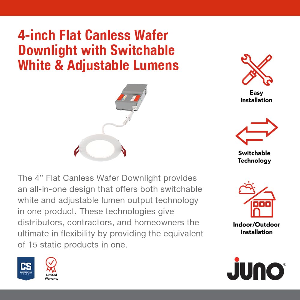 Foto 3 pulgar | Luces Led Empotrables Juno De 4 Pulgadas Con Deflector Redondo, Tipo Wafer Downlight - Venta Internacional.