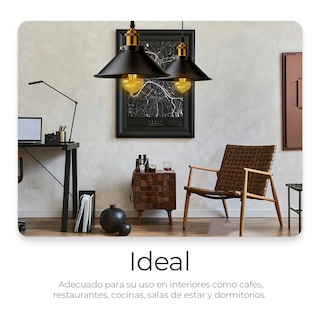 Foto 3 | 2 Retro Lámpara Colgante Lampara De Techo Industrial E26 Lab.g Negro