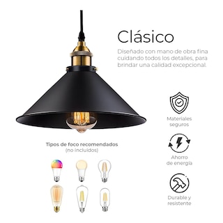 Foto 4 | 2 Retro Lámpara Colgante Lampara De Techo Industrial E26 Lab.g Negro