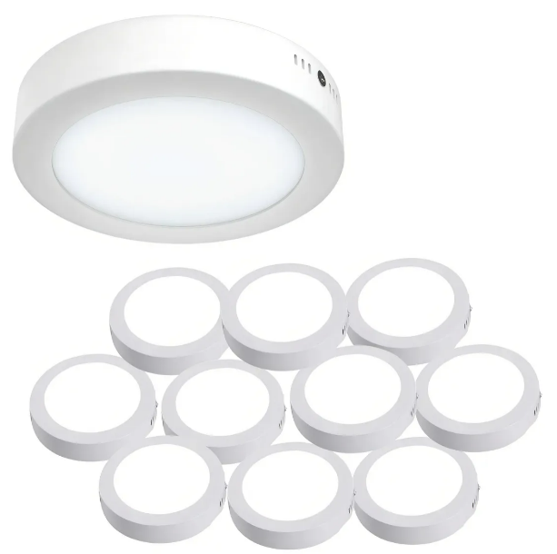 Foto 2 pulgar | Pack De 10 Lámparas Led Xtellar 12w Sobreponer 6500k De Alta Eficiencia, 127v, En Elegante Color Blanco