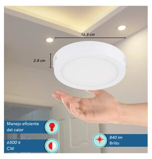 Foto 4 | Pack De 10 Lámparas Led Xtellar 12w Sobreponer 6500k De Alta Eficiencia, 127v, En Elegante Color Blanco