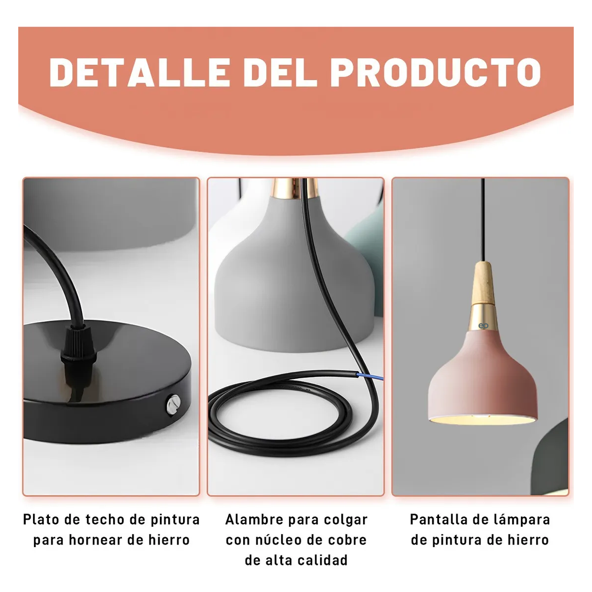 Foto 3 pulgar | Lámpara De Techo Colgante Decorativa Moderna Eo Safe Imports Esi-19469 Rosa
