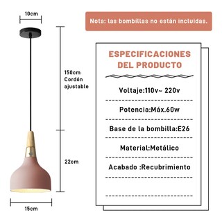 Foto 3 | Lámpara De Techo Colgante Decorativa Moderna Eo Safe Imports Esi-19469 Rosa