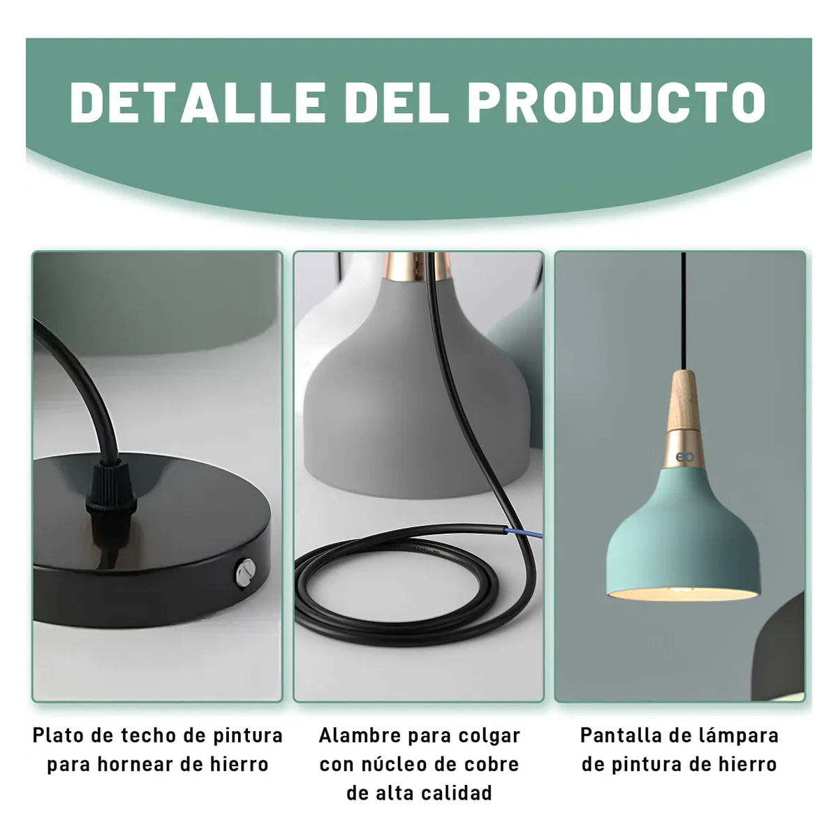 Foto 3 | Lámpara De Techo Colgante Decorativa Moderna Eo Safe Imports Esi-19470 Verde