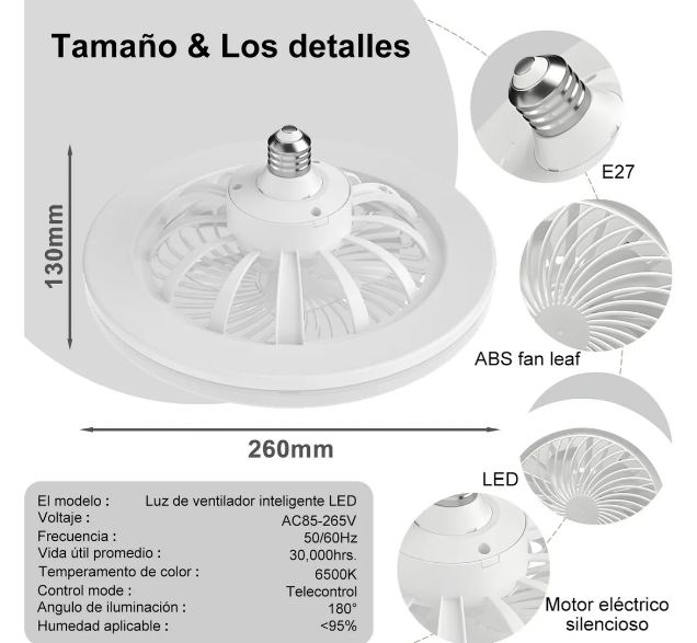 Foto 2 | Lámpara Ventilador De Techo Xtellar Con Control Remoto Y Luz Led Regulable