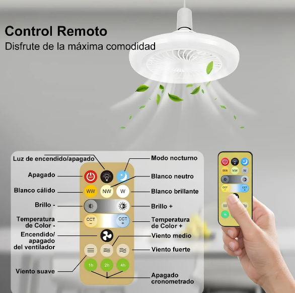 Foto 4 pulgar | Lámpara Ventilador De Techo Xtellar Con Control Remoto Y Luz Led Regulable