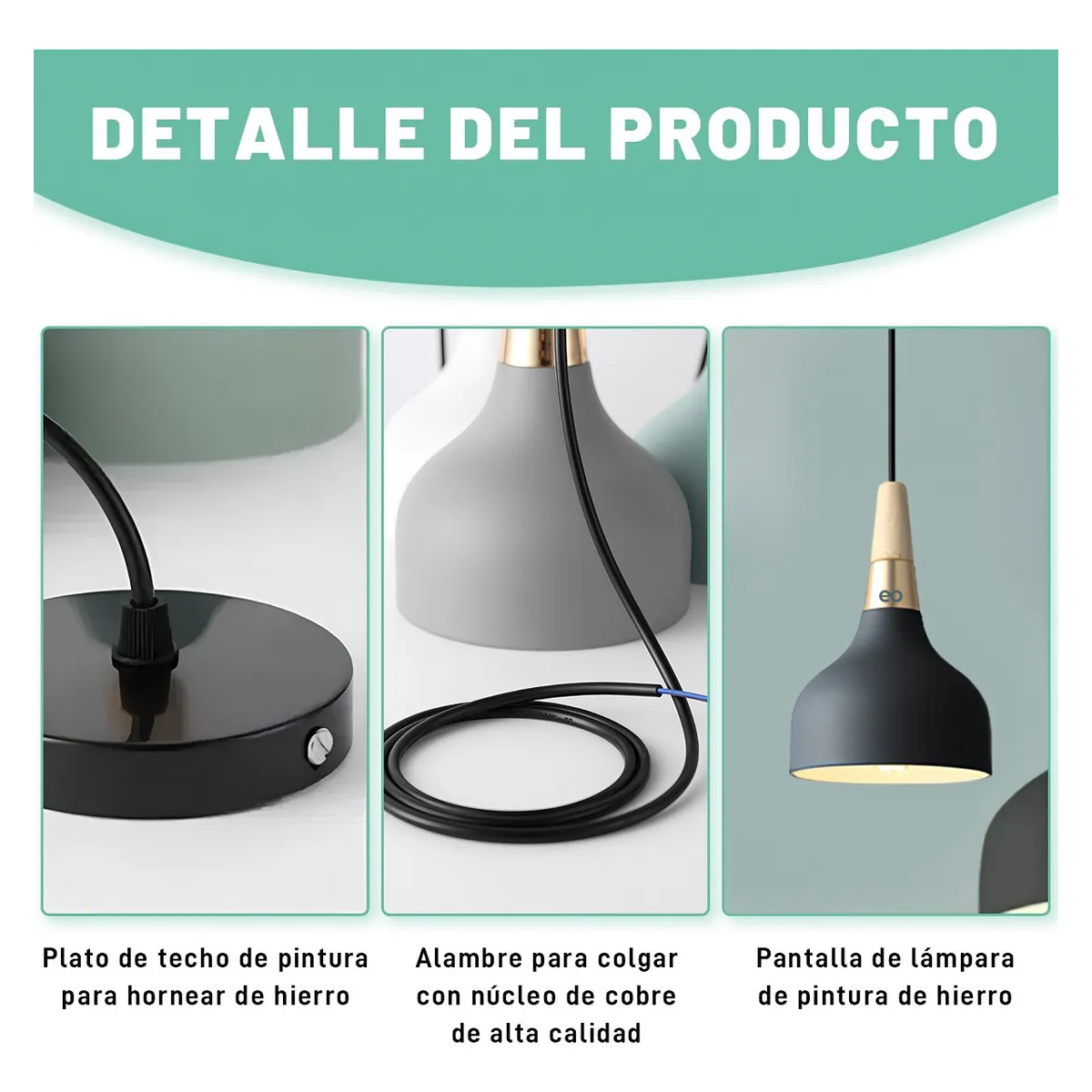 Foto 4 | Lámpara De Techo Colgante Decorativa Moderna Eo Safe Imports Esi-19468 Negro