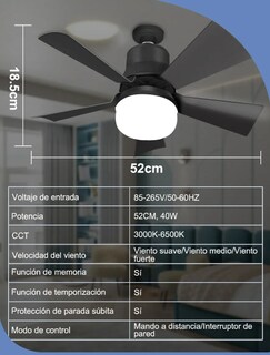 Foto 2 | Xtellar Lámpara Ventilador De Techo Led 40w E26/e27 Con Control Remoto Y Brillo Regulable - Diseño Elegante Y Funcion