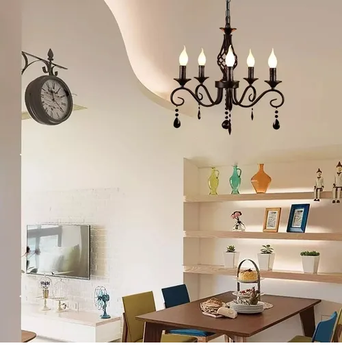 Foto 2 | Lámpara Colgante Xtellar Estilo Francés Vintage De Hierro, Elegante Candelabro Con 5 Luces