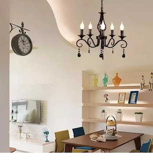Foto 2 | Lámpara Colgante Xtellar Estilo Francés Vintage De Hierro, Elegante Candelabro Con 5 Luces