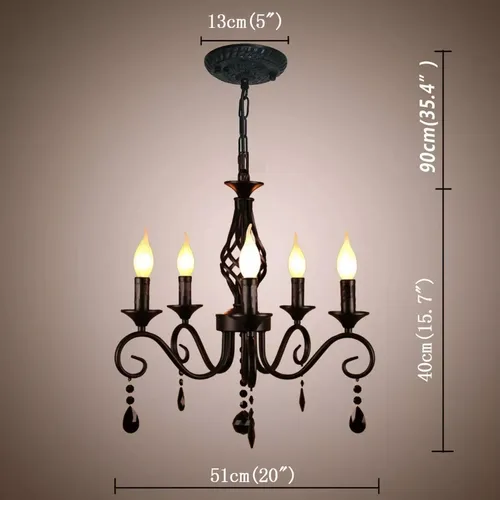 Foto 5 pulgar | Lámpara Colgante Xtellar Estilo Francés Vintage De Hierro, Elegante Candelabro Con 5 Luces