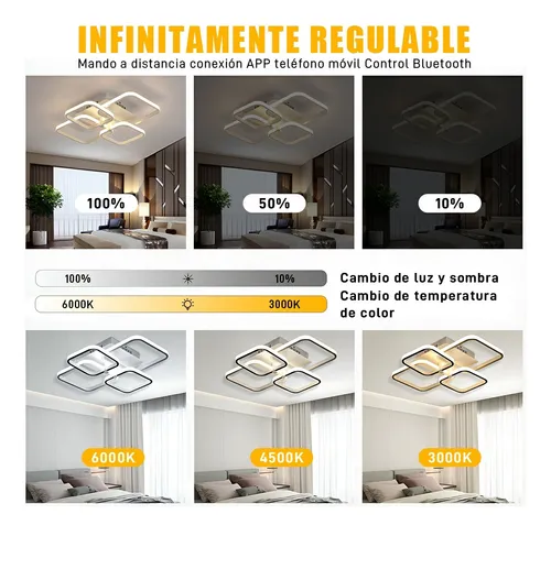 Foto 5 pulgar | Lámpara Cuadrada 4 Focos Xtellar Autoface 68w 6000k - Iluminación Moderna Y Versátil