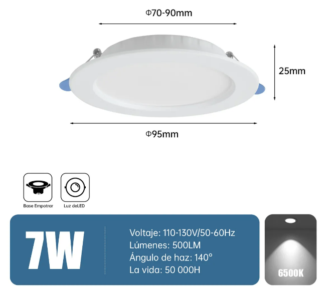 Foto 3 pulgar | Xtellar Juego De 5 Lámparas Led Empotrables De 7w, Brillo Superior, Ahorro De Energía, Luz Blanca Fría
