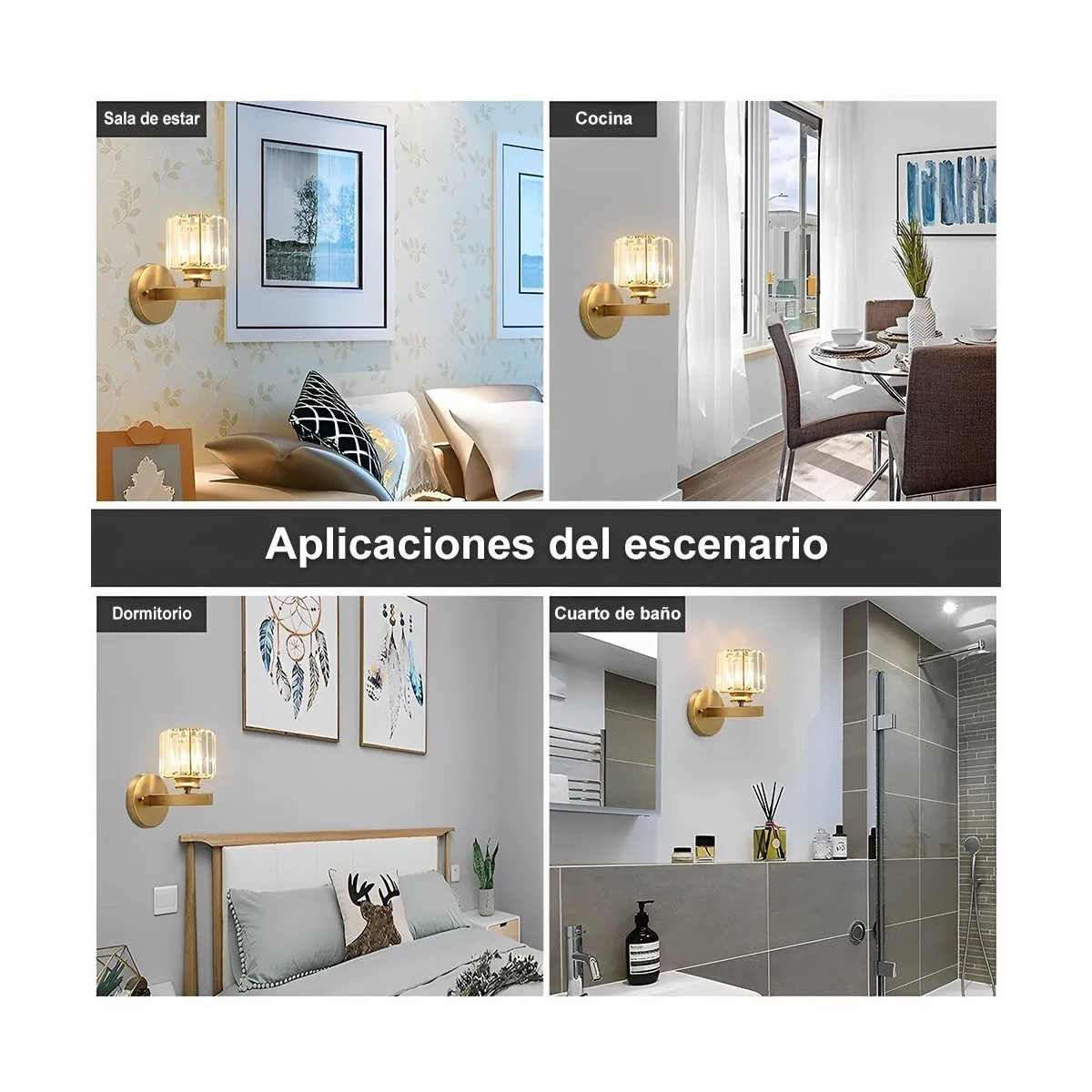 Foto 4 pulgar | Lámpara De Pared De Interior Moderna Estructura Ronda  Eo Safe Imports Esi-19492 Dorado