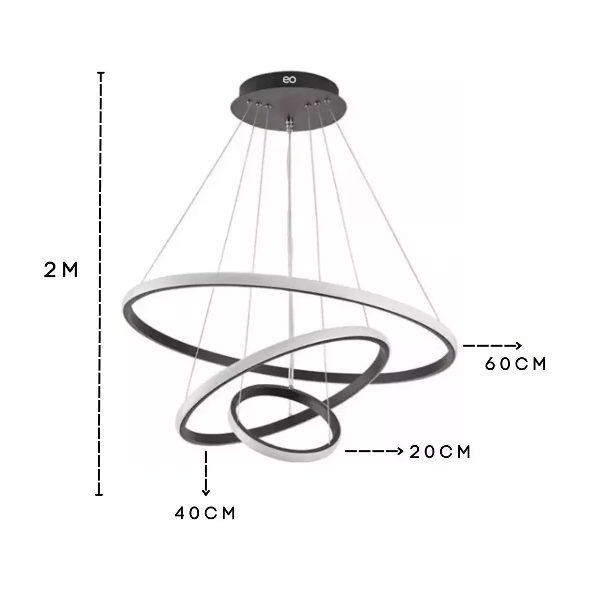 Foto 2 | Lampara Colgante Candil Led Neon 3 Aros 3 Tonos De Luz Eo Safe Imports Esi-19475 Gris
