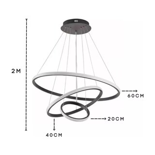 Foto 2 | Lampara Colgante Candil Led Neon 3 Aros 3 Tonos De Luz Eo Safe Imports Esi-19475 Gris