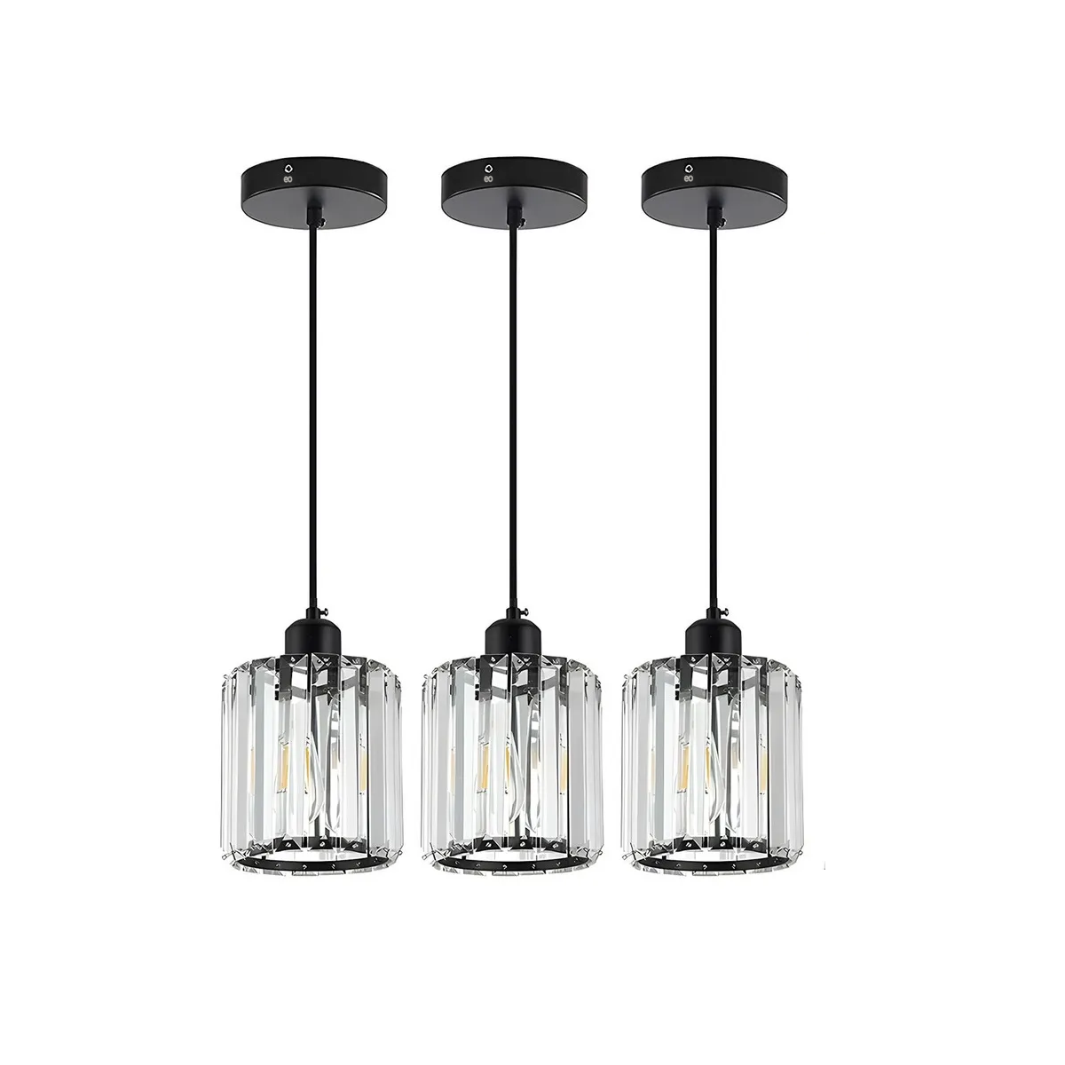 Foto 2 pulgar | Lámpara Colgante Techo Cristal 3 Piezas Eo Safe Imports Esi-19481 Negro