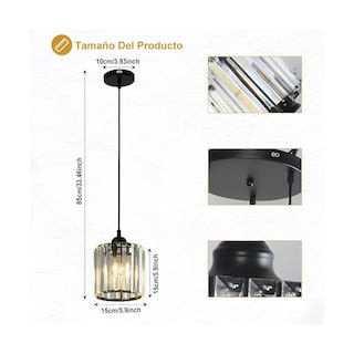 Foto 2 | Lámpara Colgante Techo Cristal 3 Piezas Eo Safe Imports Esi-19481 Negro
