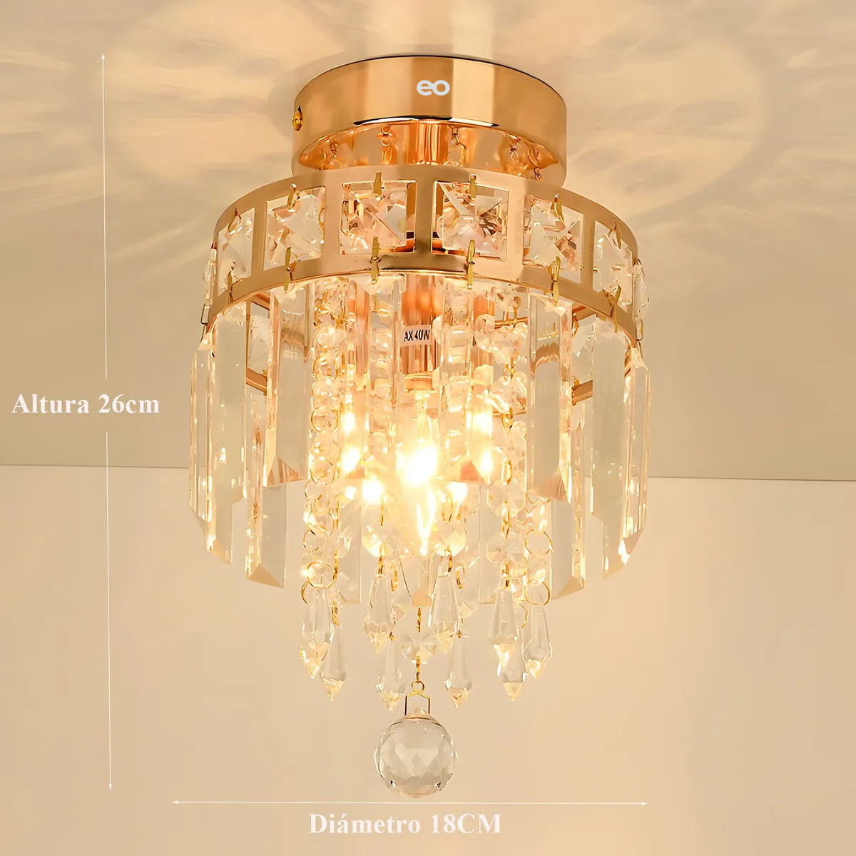 Foto 4 pulgar | Lámpara Colgante Lámpara De Techo Cristal Moderna Eo Safe Imports Esi-19489 Dorado