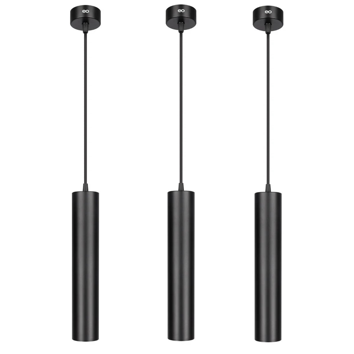 Lámpara Colgante Tubo Largo Luz 21w Altura Ajustable 3 Pzs Eo Safe Imports Esi-19488 Negro