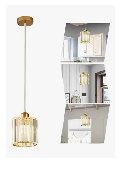 Foto 1 | Lámpara Xtellar Colgante Lámpara De Techo Cristal Moderna Decorativa Estructura Círculo Dorado