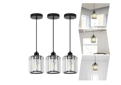 Foto 1 | Lámpara Xtellar Colgante Techo Cristal Moderna Decorativas 3 Piezas Estructura Ronda Negra