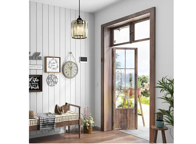 Foto 4 pulgar | Lámpara Xtellar Colgante Techo Cristal Moderna Decorativas 3 Piezas Estructura Ronda Negra