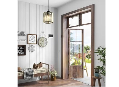 Foto 3 | Lámpara Xtellar Colgante Techo Cristal Moderna Decorativas 3 Piezas Estructura Ronda Negra