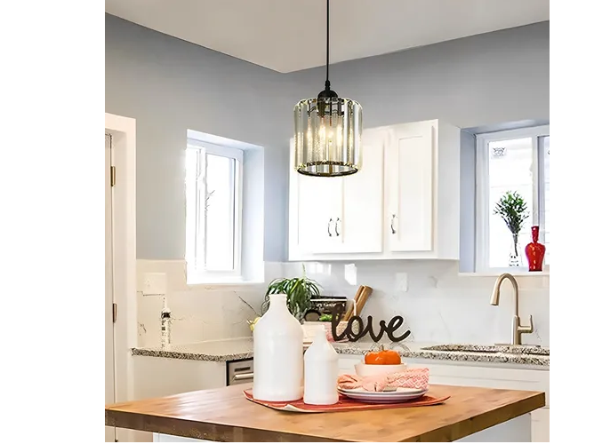 Foto 4 | Lámpara Xtellar Colgante Techo Cristal Moderna Decorativas 3 Piezas Estructura Ronda Negra