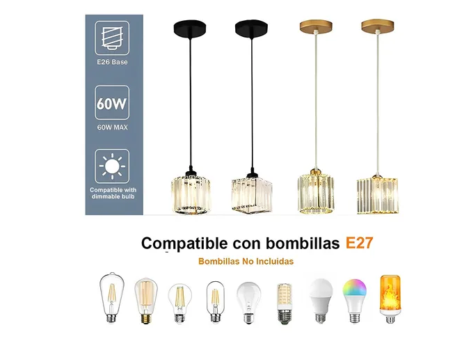 Foto 3 pulgar | Lámpara Xtellar Colgante Techo Cristal Moderna Decorativas 3 Piezas Estructura Cuadrado Dorado