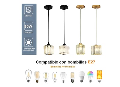Foto 2 | Lámpara Xtellar Colgante Techo Cristal Moderna Decorativas 3 Piezas Estructura Cuadrado Dorado