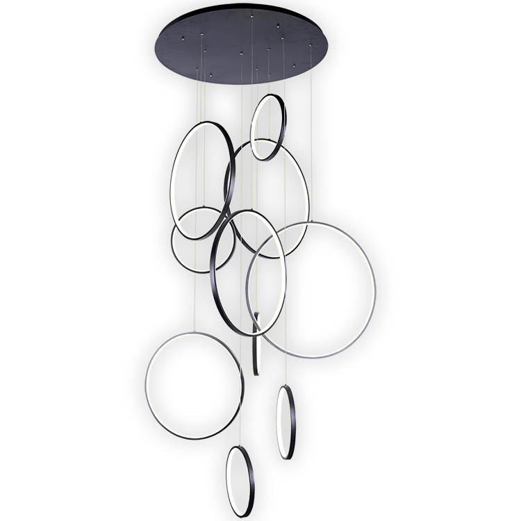 Lámpara Led Colgante Aros Ideal Para Sala Tv  Escaleras  Comedor.