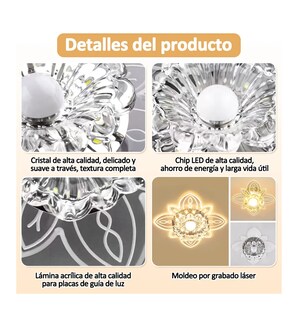 Foto 3 | Lámpara De Techo Colgante Moderna Decorativa De Cristal Led