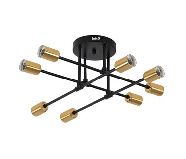 Foto 1 | Lámparas De Techo Colgantes Moderna Decorativas 8 Luces Negro Con Dorado