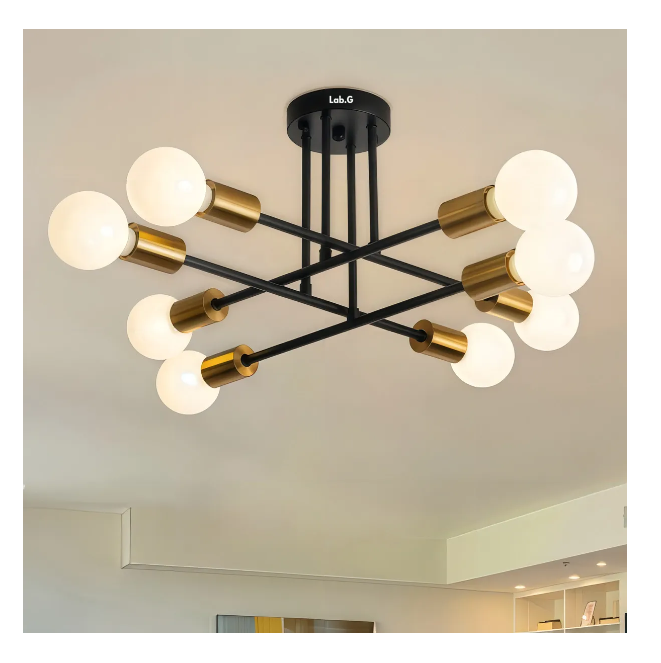 Foto 3 pulgar | Lámparas De Techo Colgantes Moderna Decorativas 8 Luces Negro Con Dorado