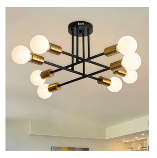 Foto 2 | Lámparas De Techo Colgantes Moderna Decorativas 8 Luces Negro Con Dorado