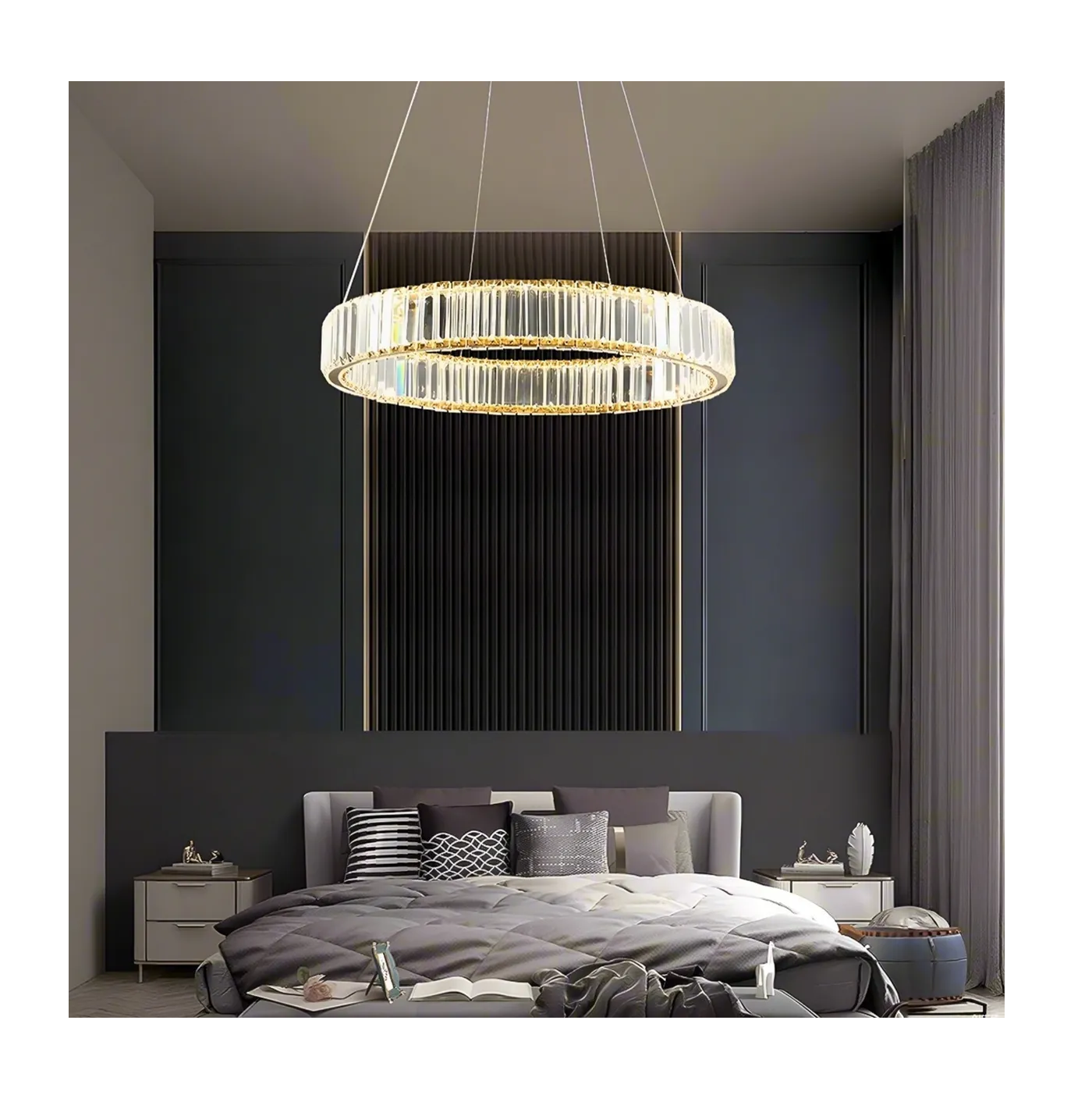 Foto 4 pulgar | Lámpara Colgante De Techo Cristal Decorativa Moderna Comedor Dorado