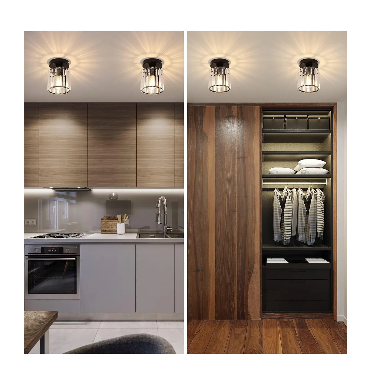 Foto 3 | Dos Lámpara De Techo Cristal Moderna Decorativa Negra