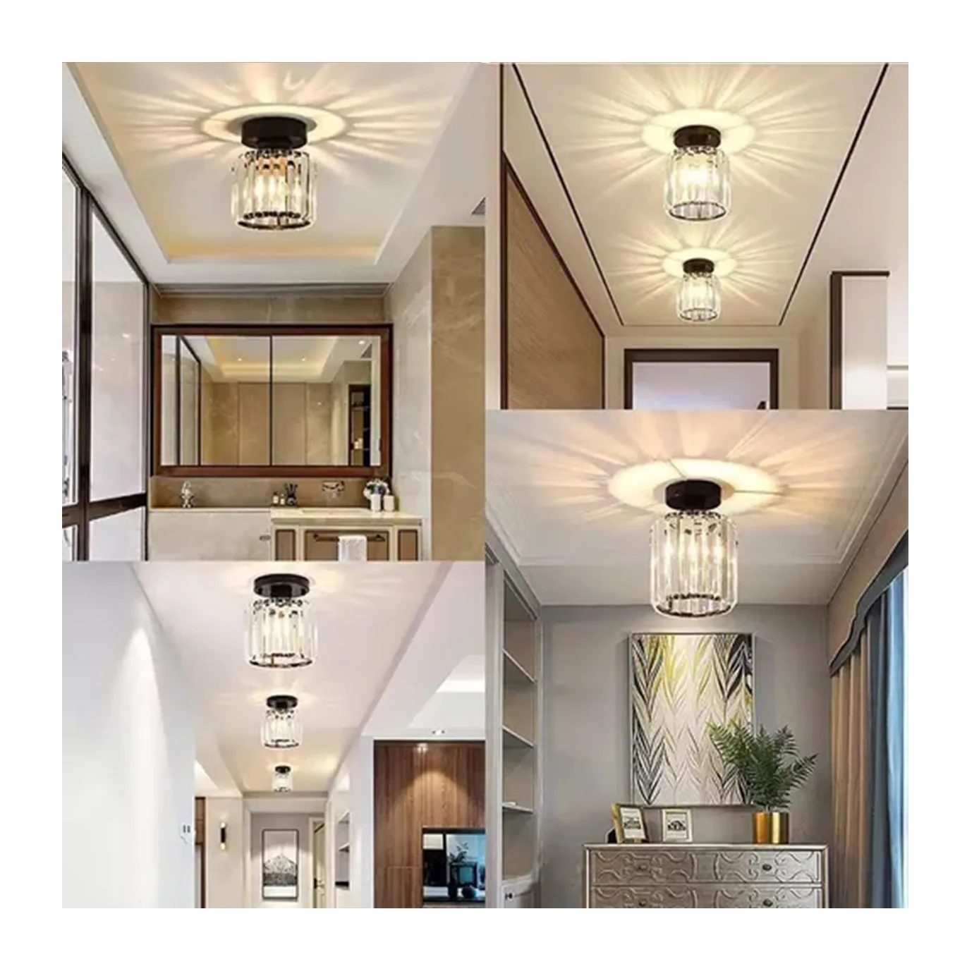 Foto 5 | Dos Lámpara De Techo Cristal Moderna Decorativa Negra