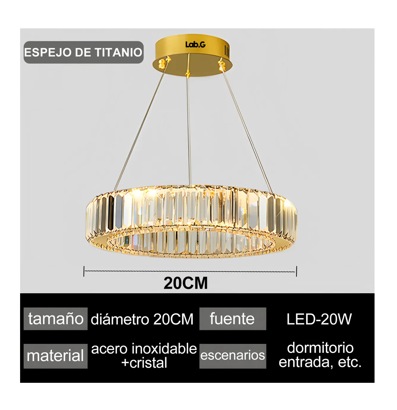 Foto 6 pulgar | Lámpara Colgante De Techo Cristal Decorativa Moderna Comedor Dorado