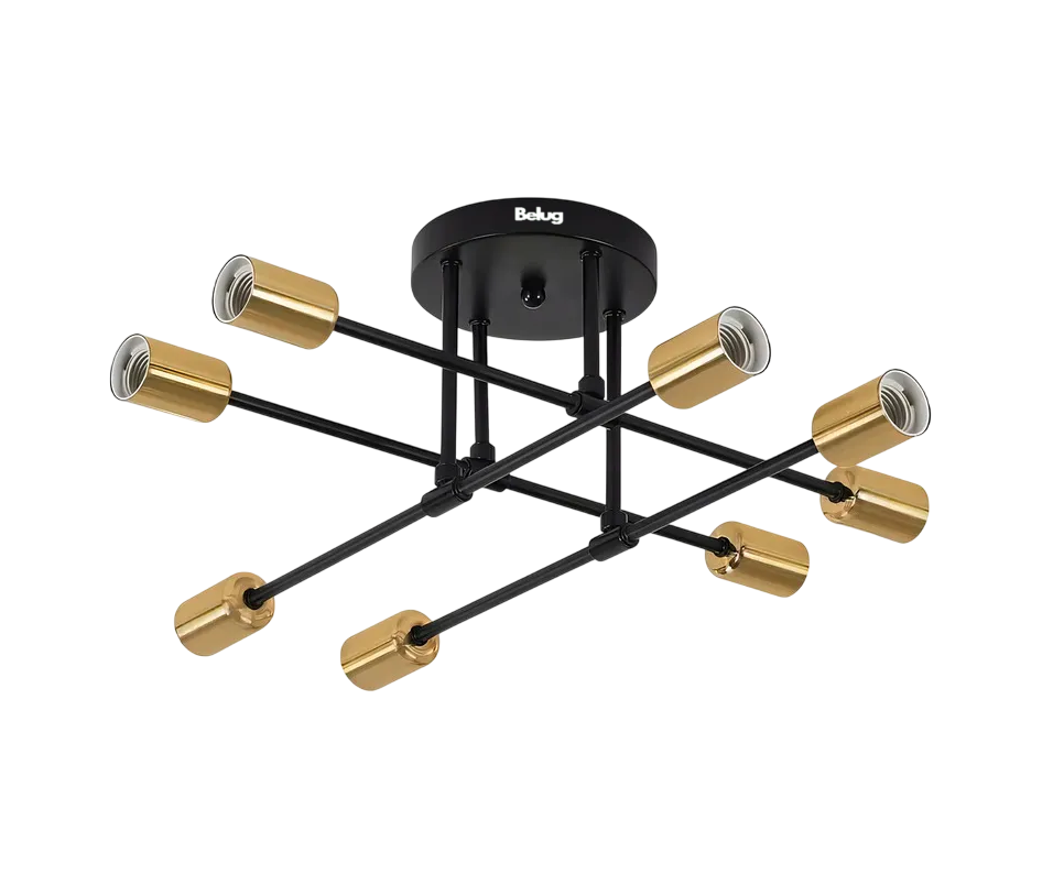 Foto 2 pulgar | Lámparas De Techo Colgantes Moderna Decorativas 8 Luces Negro Con Dorado