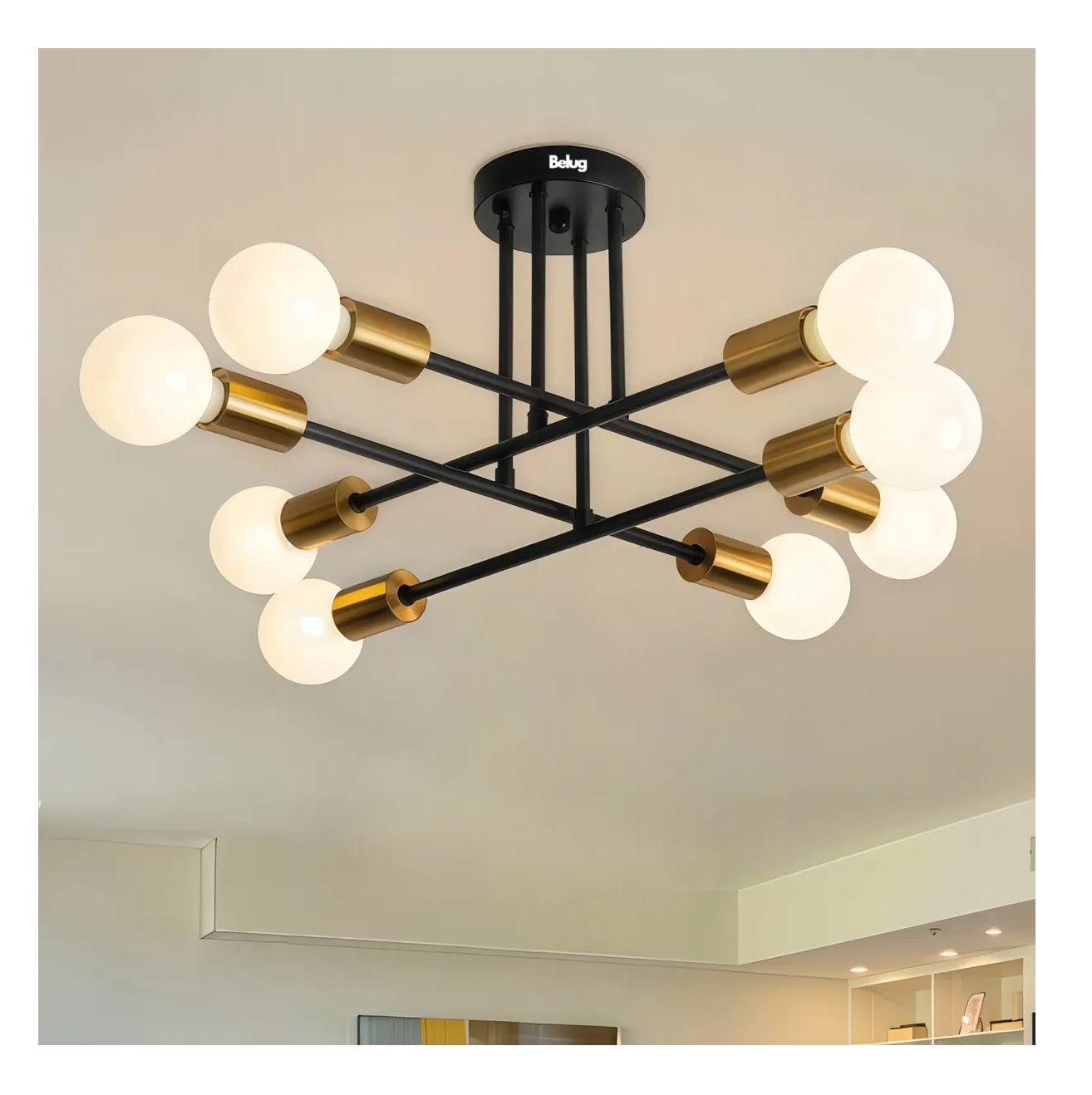 Foto 3 pulgar | Lámparas De Techo Colgantes Moderna Decorativas 8 Luces Negro Con Dorado