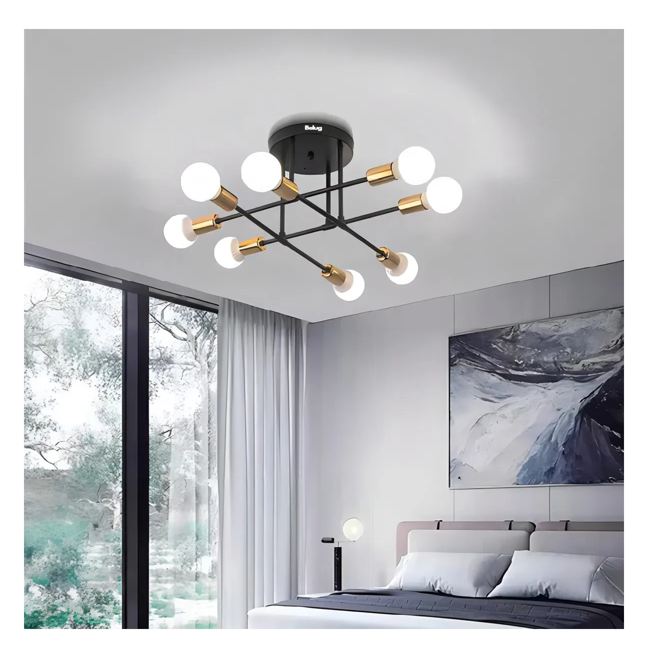 Foto 4 pulgar | Lámparas De Techo Colgantes Moderna Decorativas 8 Luces Negro Con Dorado